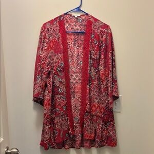 Maurice’s tunic style red bandana style jacket size Large